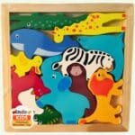 Wooden Wild Animal Set Puzzle for Kids