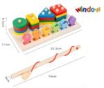 2-in-1 Wooden Fishing & Shape Matching Column Toy - Image 2