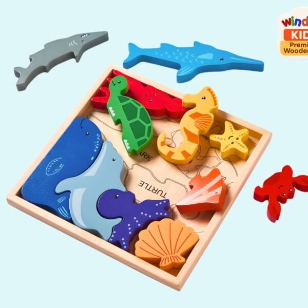 Wooden Sea Animal Set Puzzle 🐳🦀