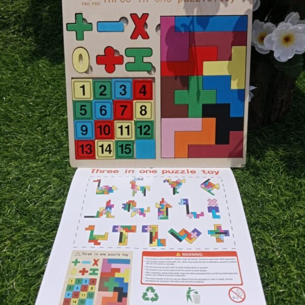 3 in 1 wooden puzzle . ( Number )