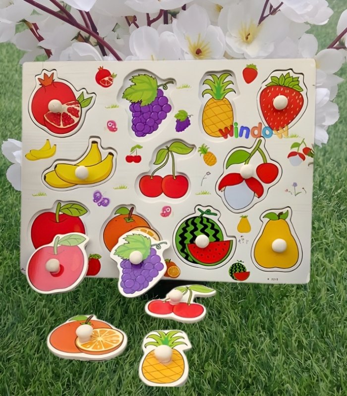Wooden Fruit Peg Puzzle Board