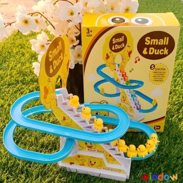 Small duck escalator toy set with 9 yellow ducks