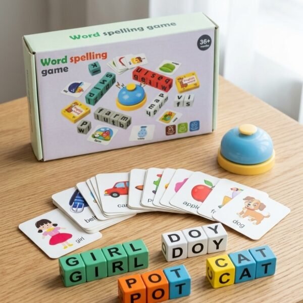 Wooden Spelling Game with bell